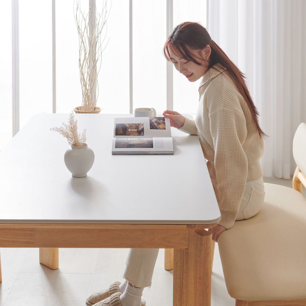 수림 원목 포세린 세라믹식탁 세트 6인용 포쉐린 테이블 단품, 1800mm, 네추럴