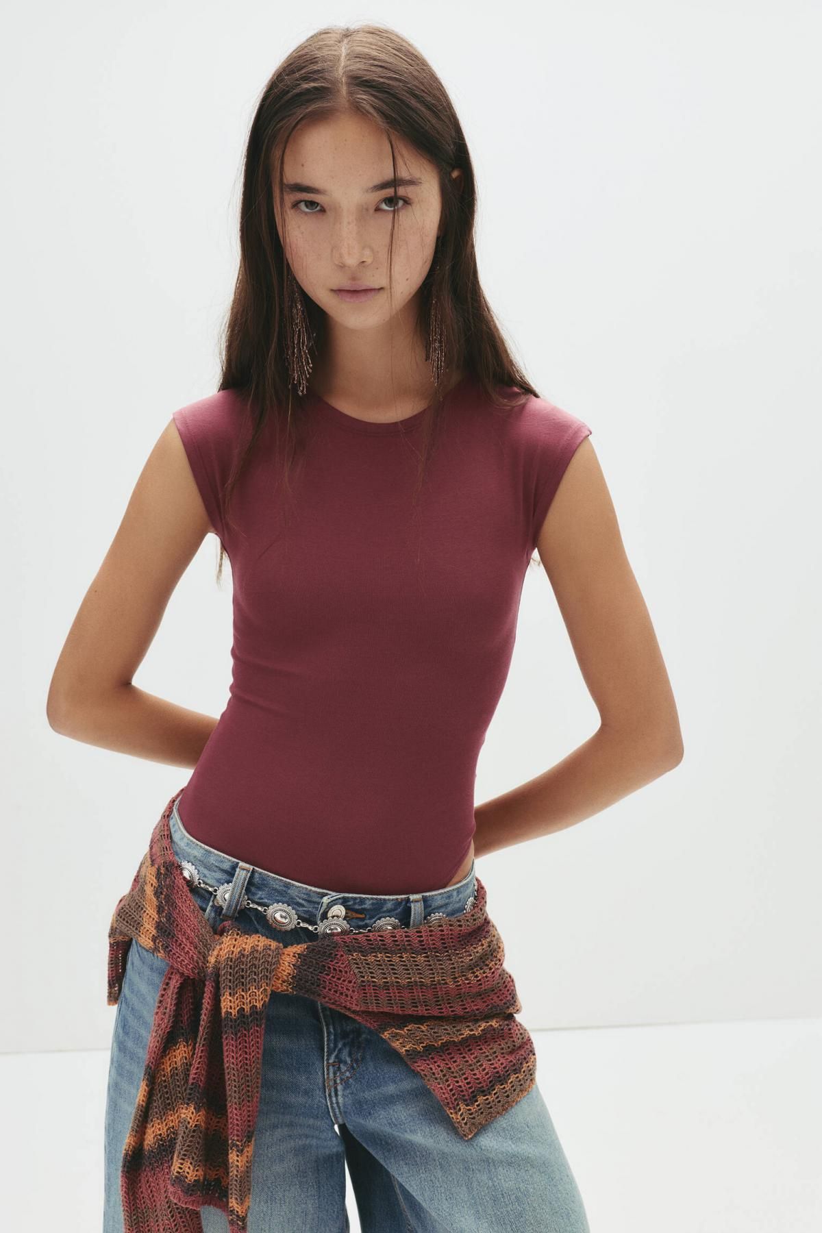 풀앤베어 데일리 스트레치 코튼 반팔 바디수트 7152/349 DARK BURGUNDY - 상세 이미지 5