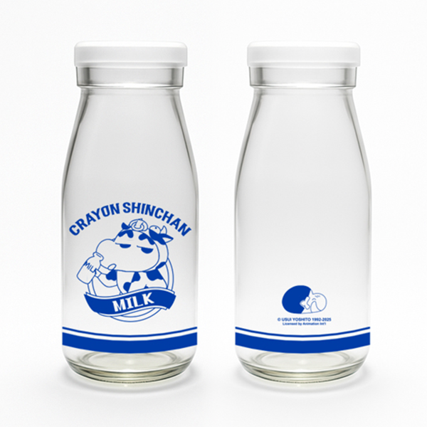 짱구 밀크 글라스 보틀 캐릭터 레드 짱구는못말려 식기 홈카페 굿즈 - 상세 이미지 2