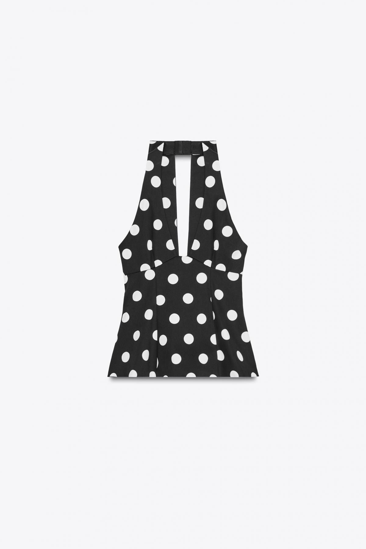 자라 폴카도트 홀터넥 백리본 민소매탑 3067/120 BLACK / WHITE - 메인 이미지