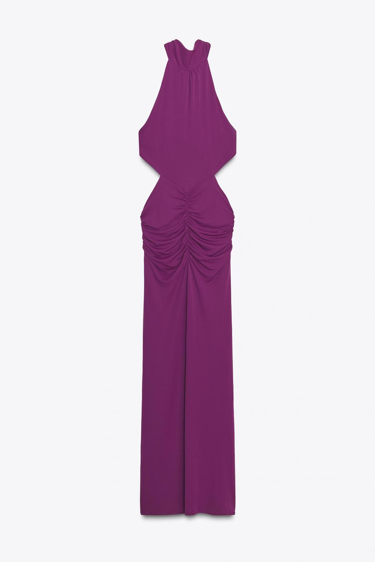 자라 셔링 홀터넥 롱 원피스 5584/304 DARK PURPLE - 메인 이미지