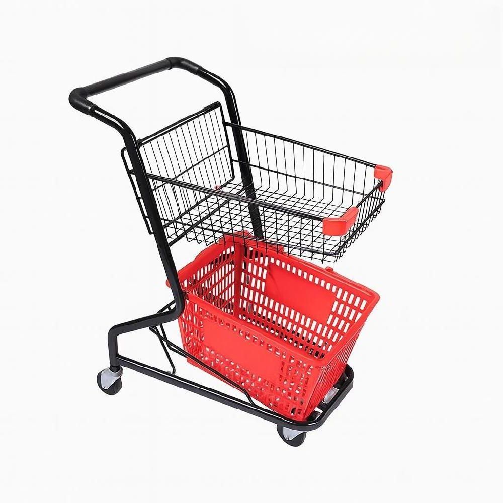 바구니형 쇼핑카트 마트 슈퍼마켓 핸드카트 쇼핑 구르마 A 블랙