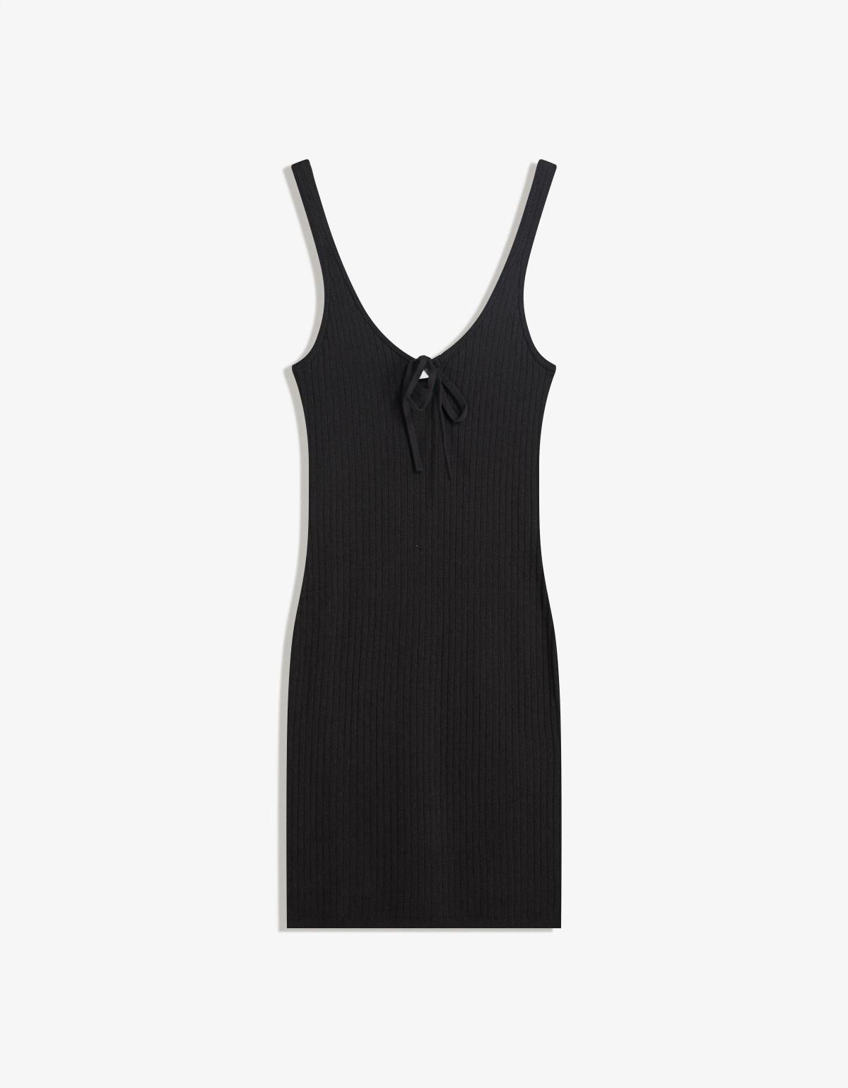 버쉬카 리본 디테일 스트랩 미니 원피스 5694/645 BLACK - 메인 이미지