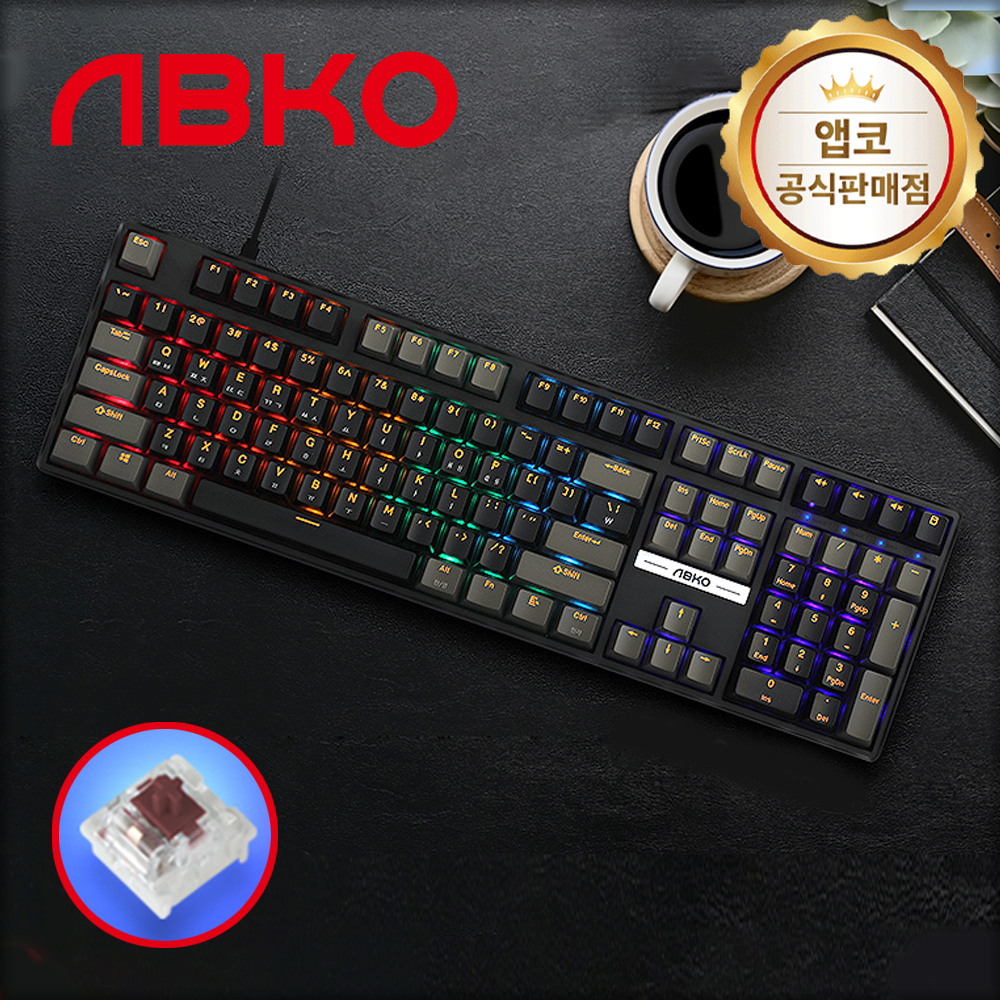 앱코 K580 투톤 키캡 교체축 게이밍 기계식 키보드 젠틀맨, 갈축, 45g