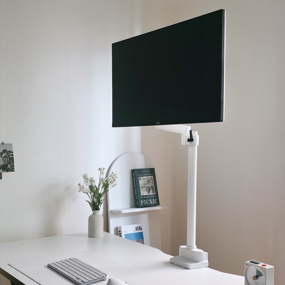 루나랩 모니터암 거치대 싱글 세로 수직 상하 스탠다드 폴 블랙