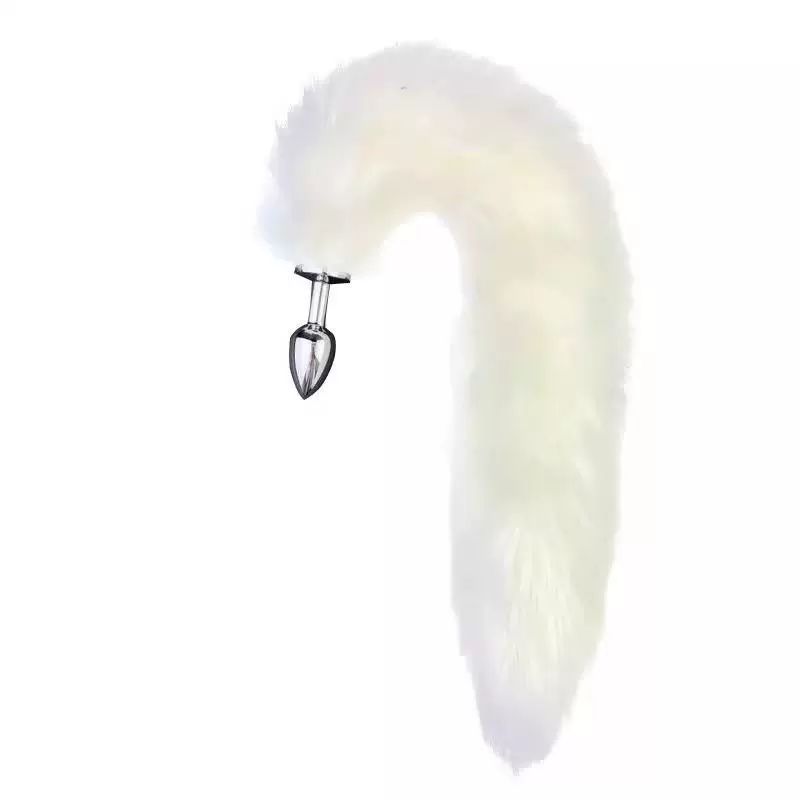 테일 분리 고양이 여우 깃털 코스튬 막대 꼬리 화이트 스몰 2.2cm+윤활제 - 상품 이미지