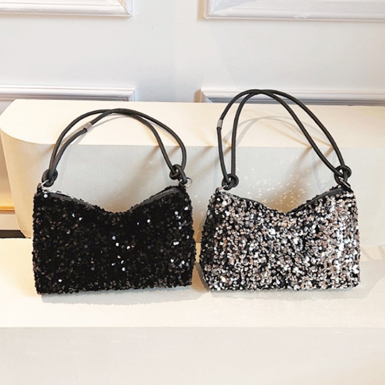 여성 글 끈매듭 숄더백 가방 여자 여름 반짝이 트윙클 미니 토트백 보조