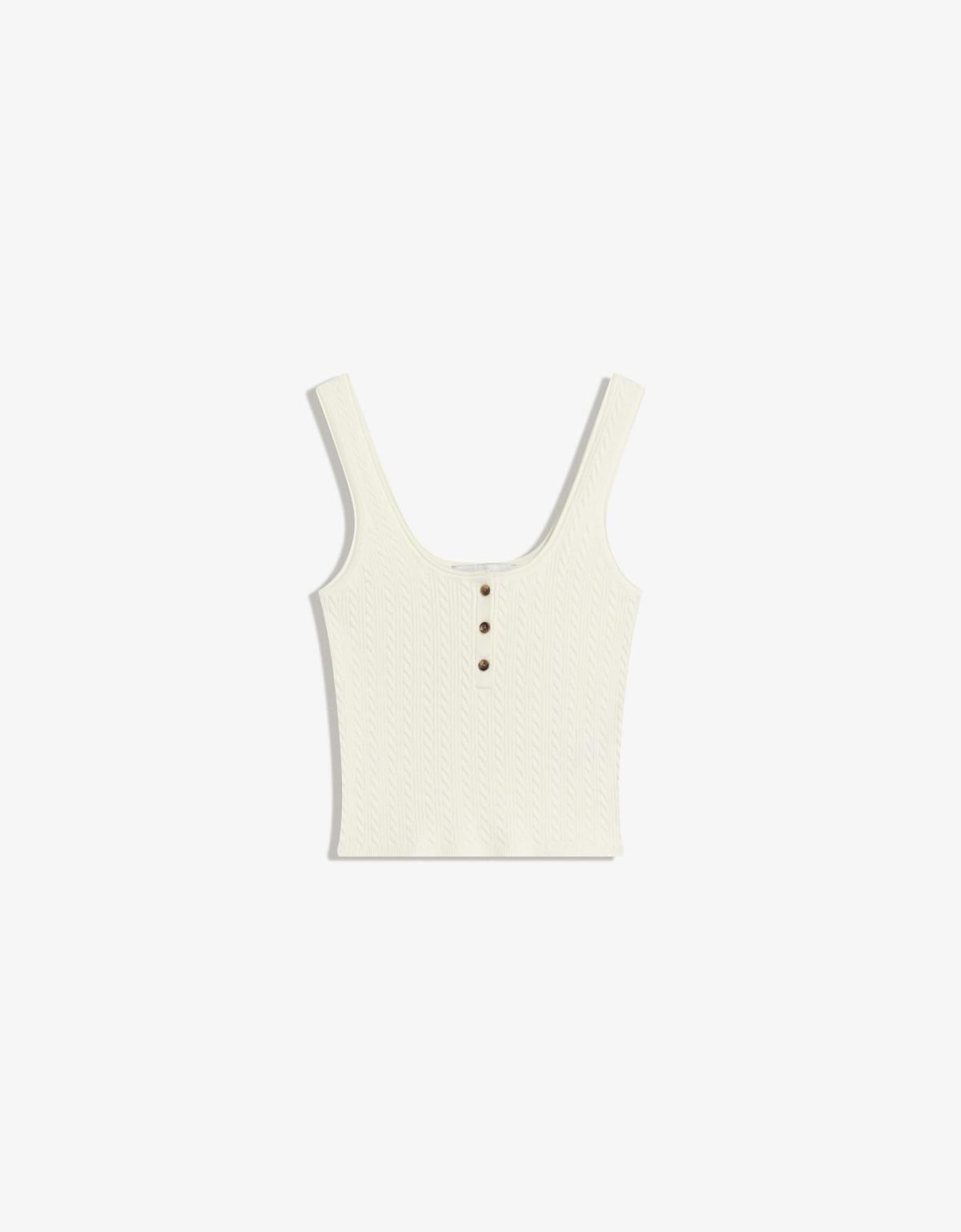 버쉬카 아이보리 케이블 니트 민소매 크롭탑 8744/623 CREAM - 상세 이미지 4