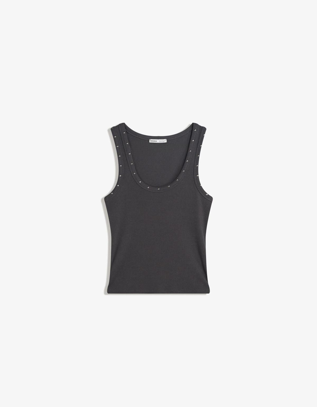 버쉬카 스터드 슬리브리스 티셔츠 7544/071 DARK GREY - 상품 이미지