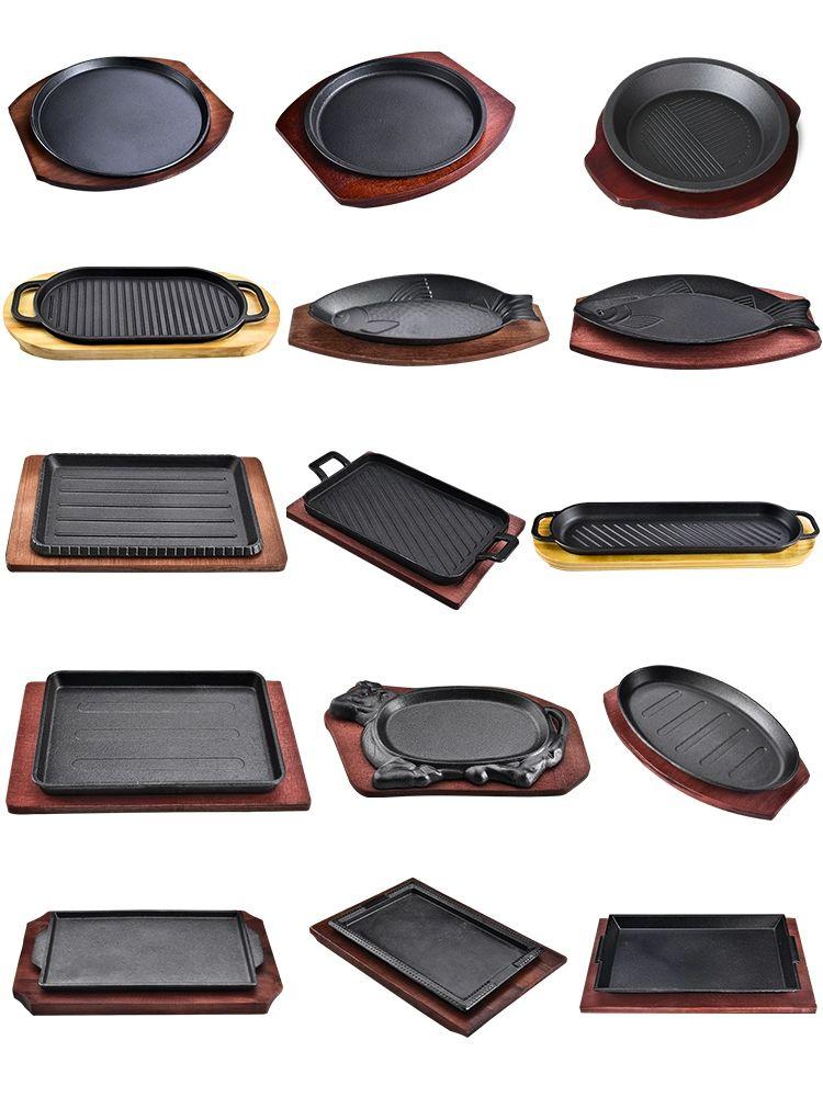 스테이크 무쇠 철판 주물팬 목판받침대 맥반석 27cm일반철판 - 상세 이미지 2