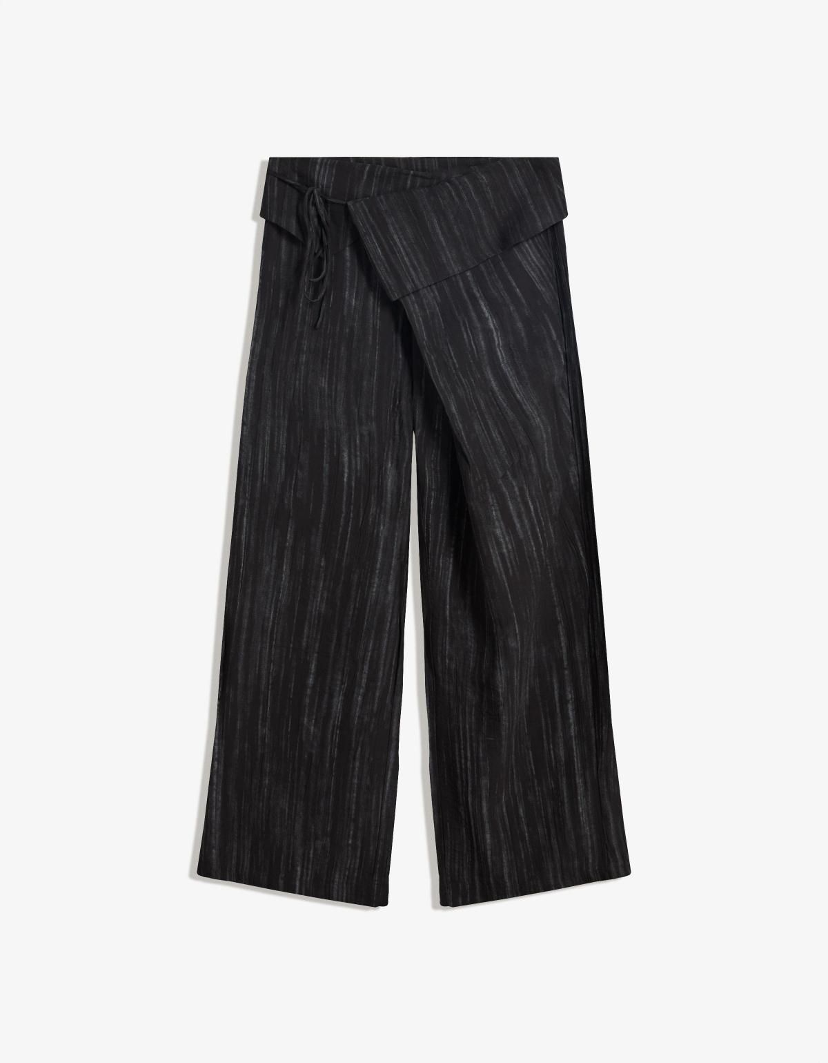 버쉬카 폴드오버 텍스처 와이드 팬츠 5109/710 BLACK - 상품 이미지