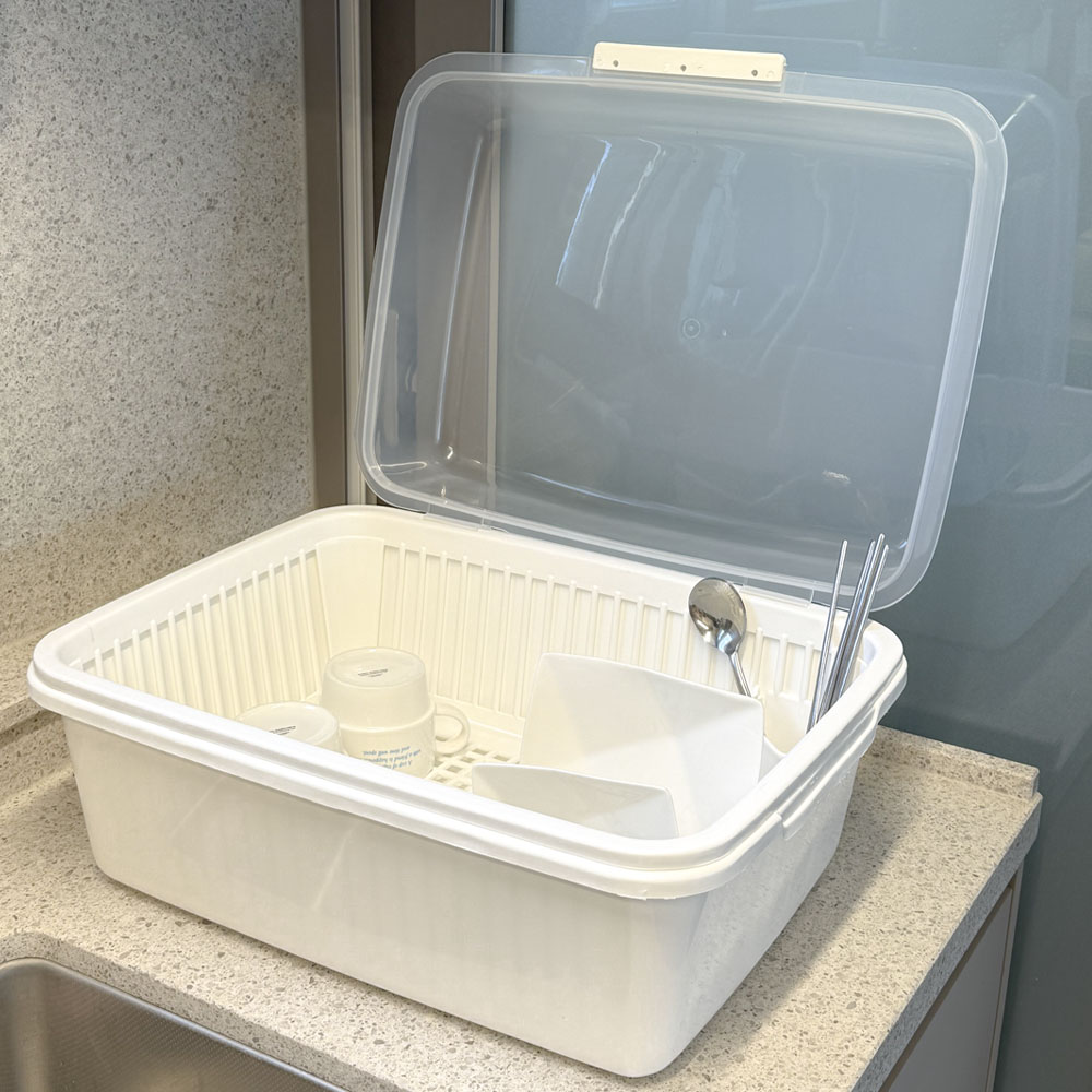 뚜껑있는 싱크대 설거지 식기건조대 그릇거치대 이유식보관함