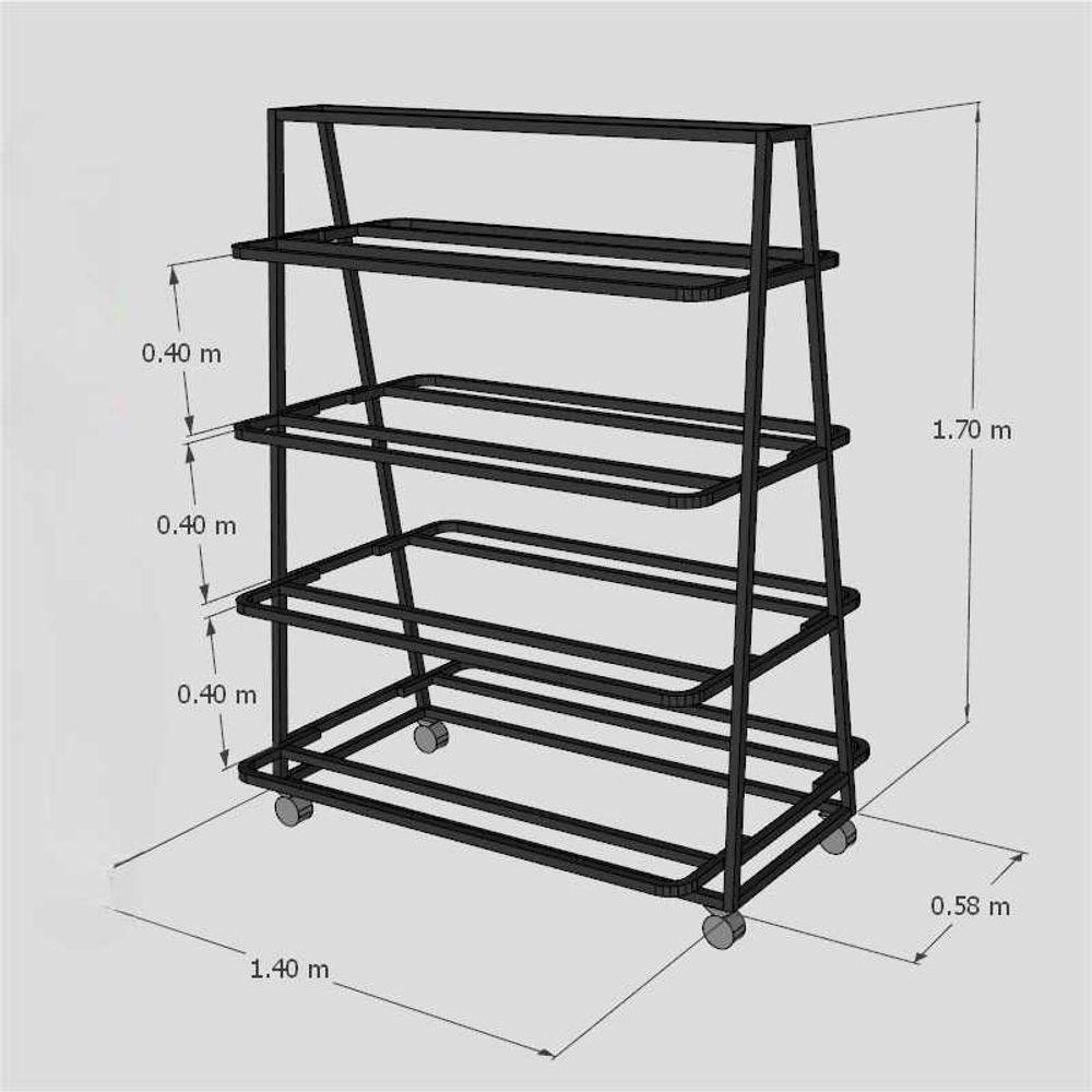 두리안 진열대 선반 과일 가게 이동식 트레이 과일가게 매대 A. L25 길이 120cm휠 - 상품 이미지