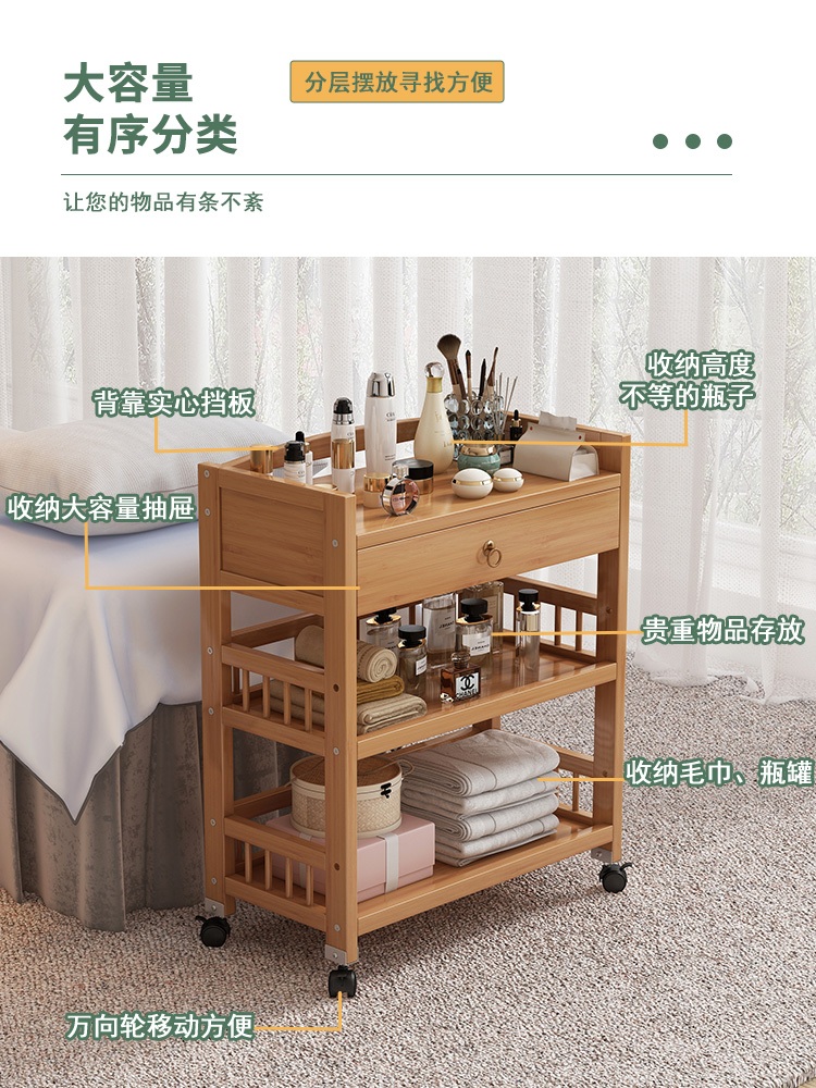 원목 트롤리 미용실 엔틱 카트 트레이 월넛 츄레이 이동식 우드 웨건 거실 울타리 브라운 3단 50 1개 - 상세 이미지 3