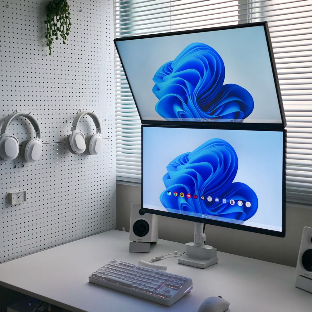 루나랩 모니터암 거치대 싱글 세로 수직 상하 스탠다드 폴 블랙