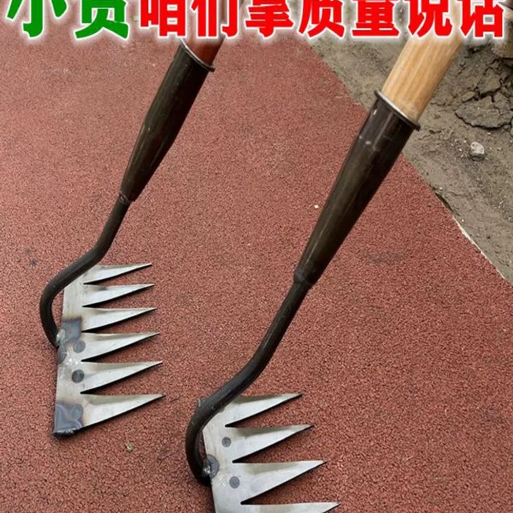 잡초 제거기 호미 원예 예초 기계 갈쿠리 홑 A. 톱날 강철 4개 이빨 날카로운 갈퀴 머리 - 상세 이미지 5
