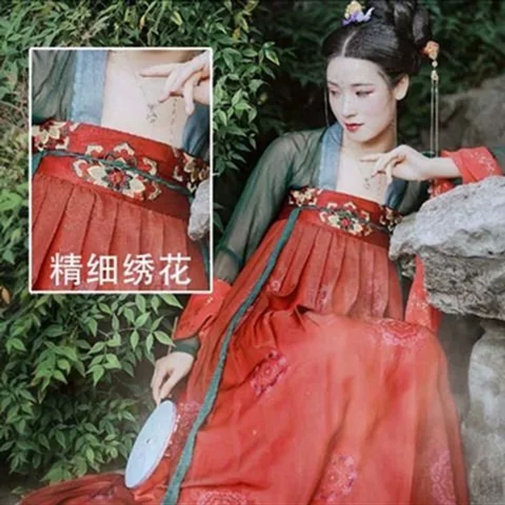 한푸 전통의상 코스프레 검객 민속 A. 상단 주름 스커트 액세서리 전체 세트, A. S - 상세 이미지 5