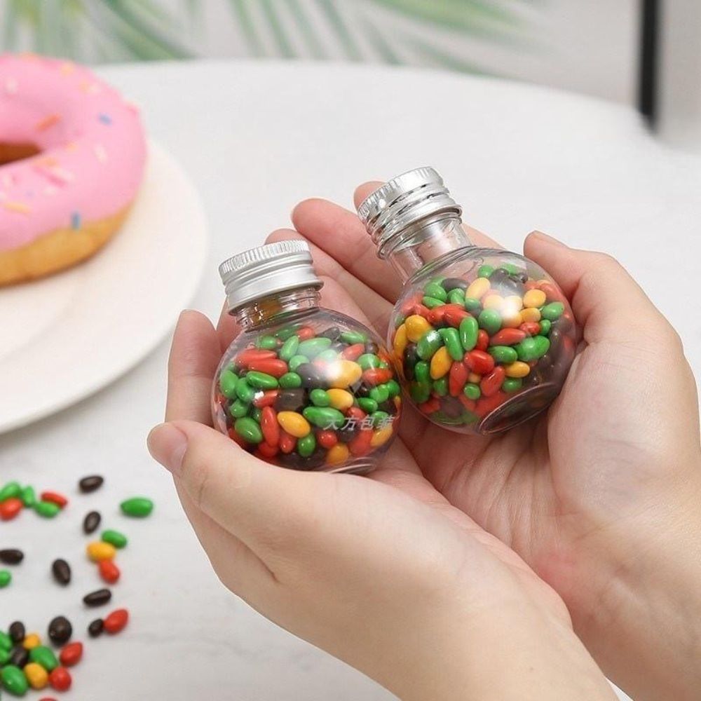 별모양 공모양 병 미니보틀 50ml 플라스틱 A. 50ml 볼병  실버 링 캡, A. 50 - 상품 이미지