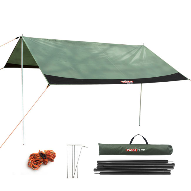 빈슨메시프 티클라 렉타 타프 풀구성 차박 캠핑 타프스크린 그늘막 300x300cm, 그린