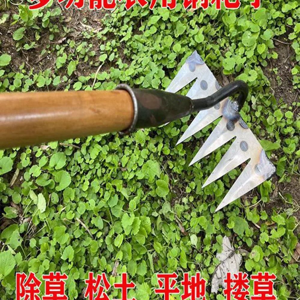 잡초 제거기 호미 원예 예초 기계 갈쿠리 홑 A. 톱날 강철 4개 이빨 날카로운 갈퀴 머리 - 상세 이미지 2