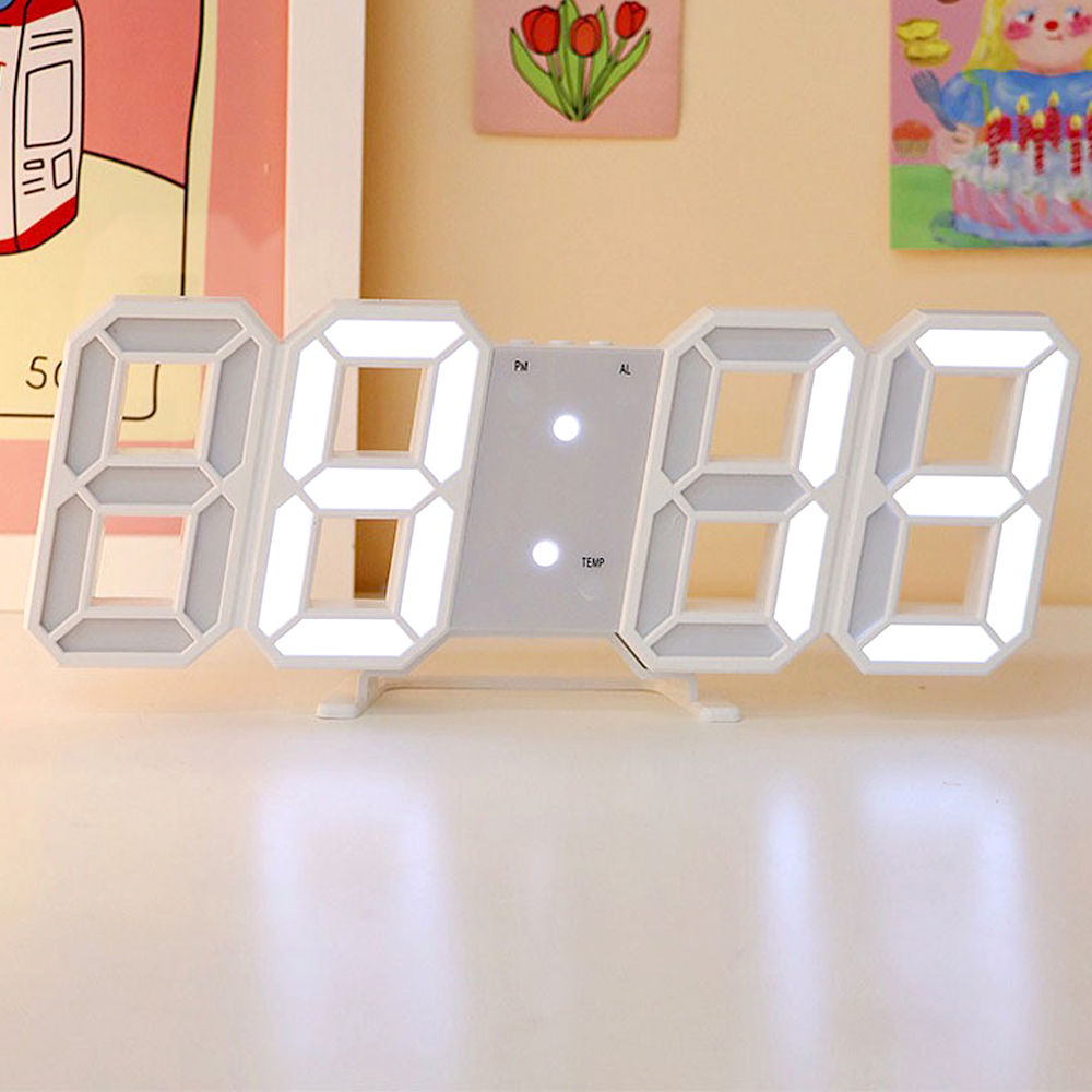 LED 디지털 시계 3D 무소음 벽걸이 탁상 밝기 조절 인테리어 알람 거실 개업 집들이 신혼 선물 모던 전자 클락