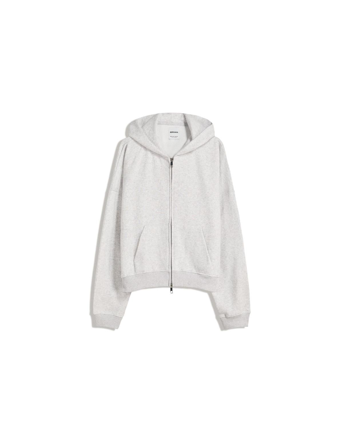 버쉬카 오버핏 화이트 집업 후드티 7053/190 GREY - 상품 이미지