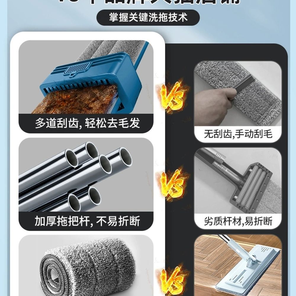 물청소 밀대걸레 바닥 걸래 업소 매장용 청소 A. 업그레이드 살균 및 진드기 제거 설계 패 - 상세 이미지 3