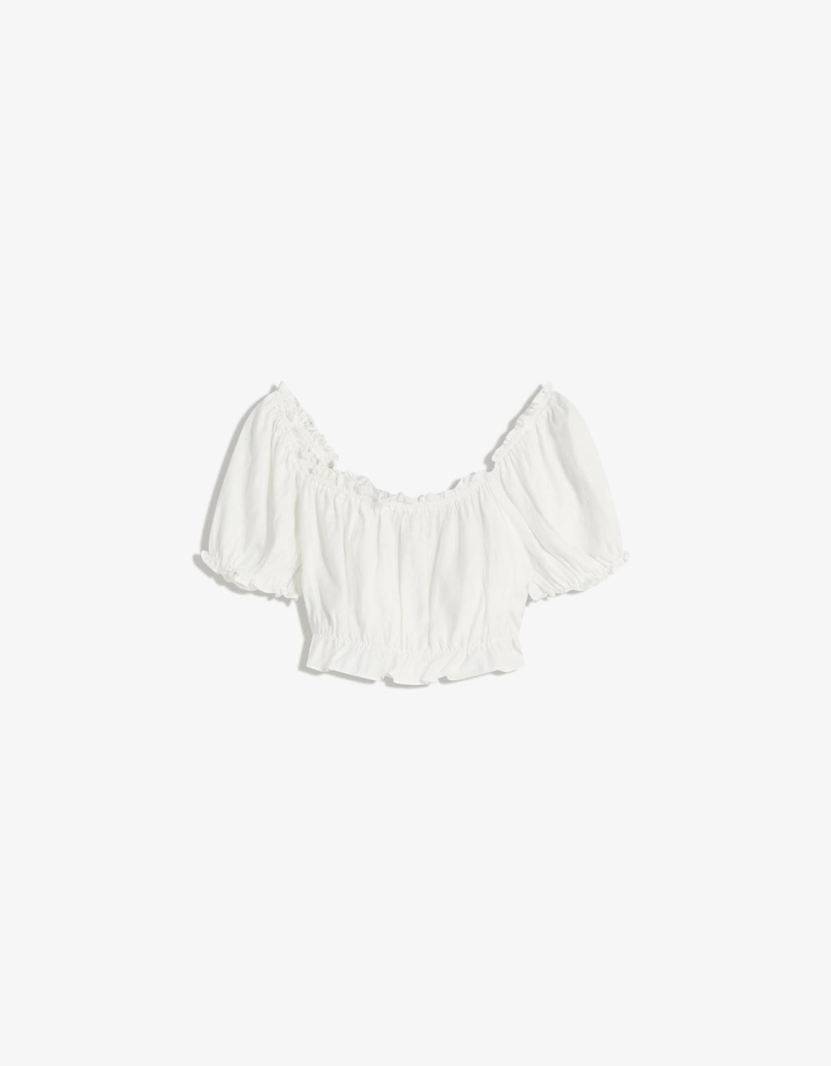버쉬카 로맨틱 오프숄더 반팔 크롭 블라우스 8804/741 OFF WHITE - 상세 이미지 3