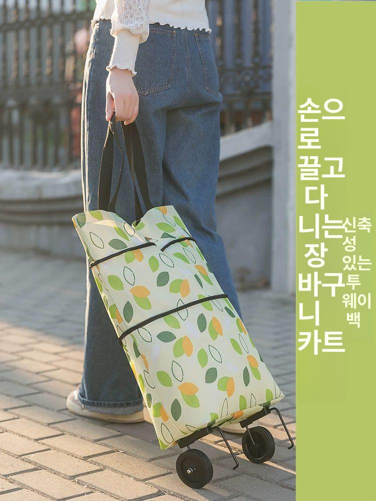 바퀴가방 캐리어 이동용 탈착식 장바구니 상쾌한 그린 리프 12.5-15.0kg - 상세 이미지 2
