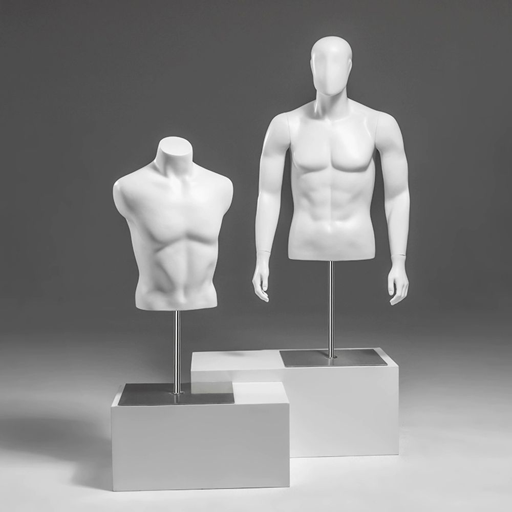 상반신 마네킹 3d 입체 누끼 촬영 촬영용 A. 백인 남성 모델 실버 스퀘어 플레이트 - 상세 이미지 4