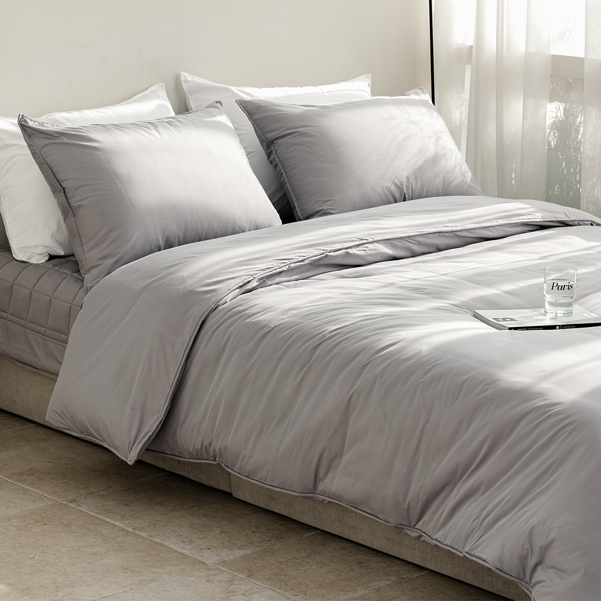 모닝 호텔침구 보들보들 바스락 알러지케어 사계절 신혼이불 패드세트 그레이, Q(퀸)