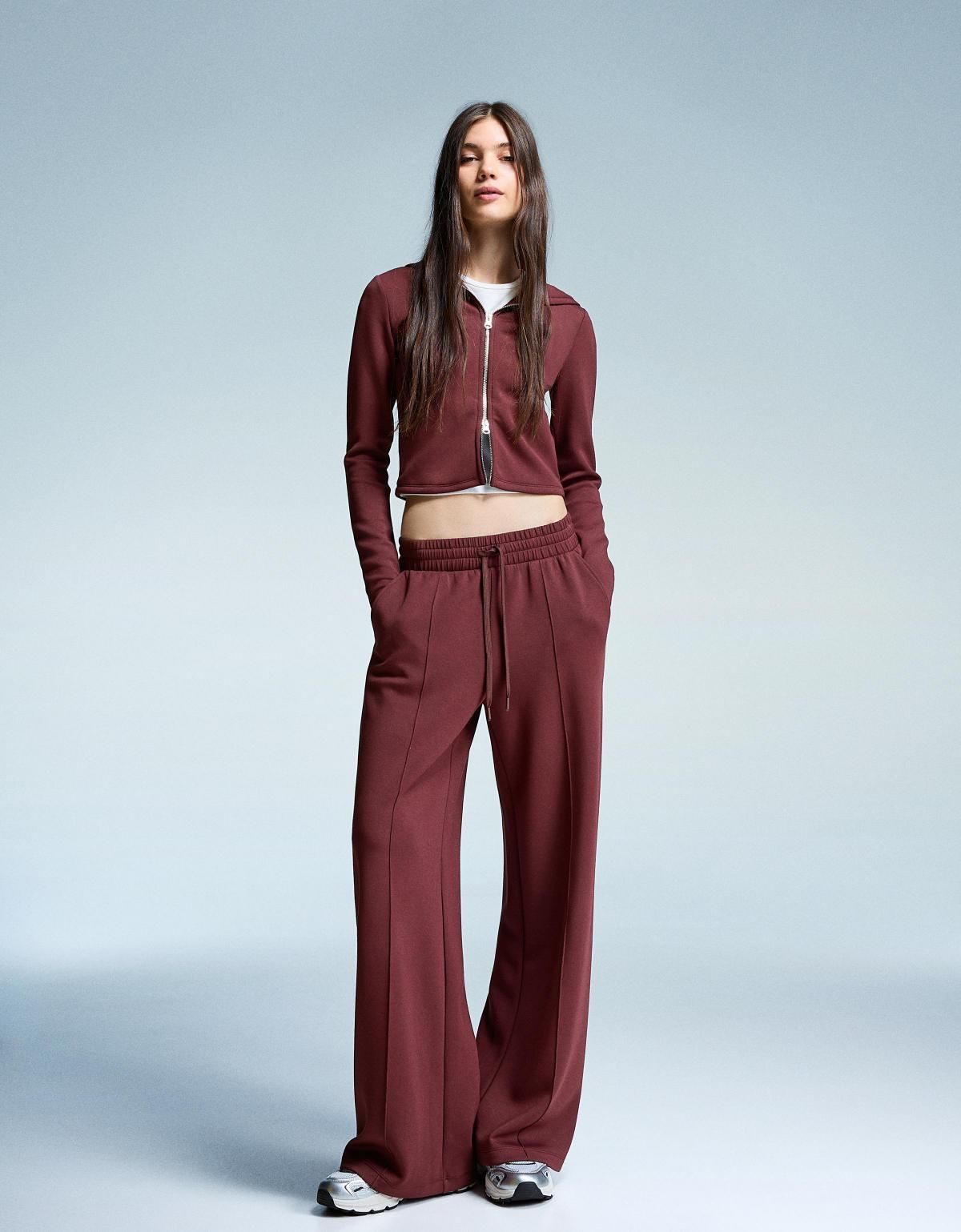 버쉬카 소프트터치 와이드 팬츠 5096/727 BURGUNDY - 상세 이미지 5