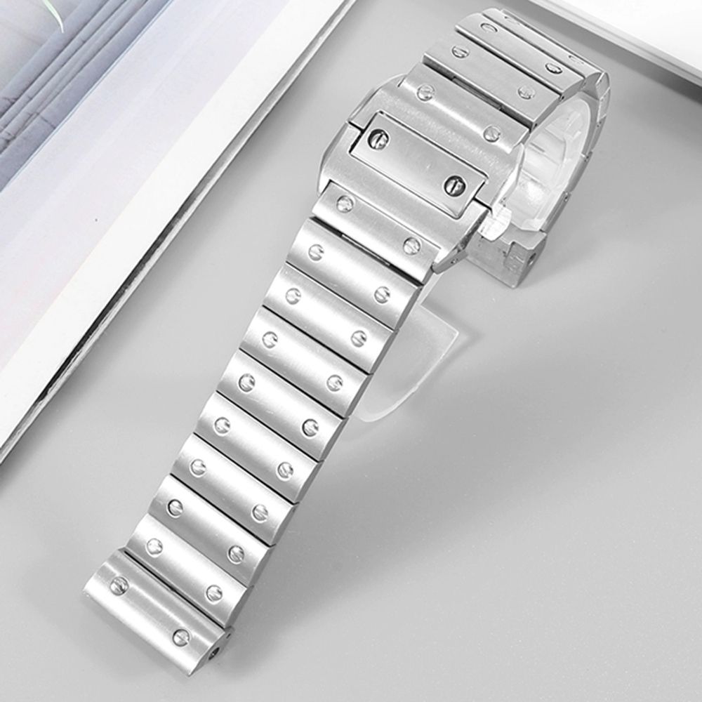 카르티에 산토스 100 호환 23mm 스트랩 밴드 남성용 시계줄 A. 23mm, A. 은 - 상세 이미지 3