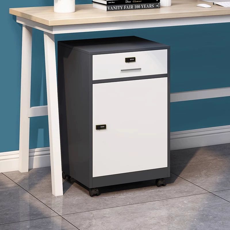 비밀번호 서랍장 철제 수납 이동식 캐비넷 미니 암호 700고-회백 1서랍