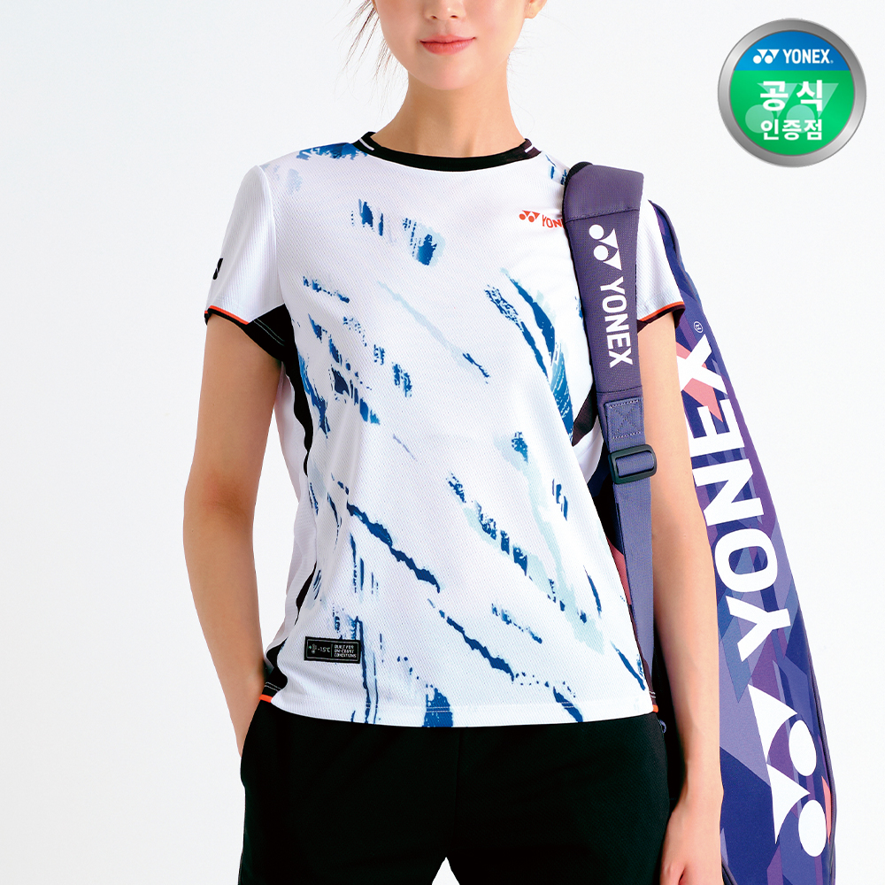 요넥스 253TS024F 배드민턴 반팔 티셔츠 여성 게임웨어 화이트 - 상품 이미지