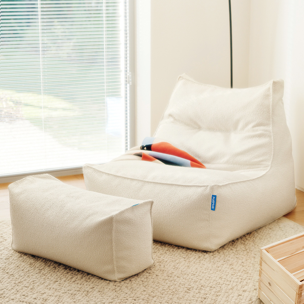 [빈백커버] 폴리몰리 부클레 사각 풋스툴 빈백 겉커버 (충전재 불포함)