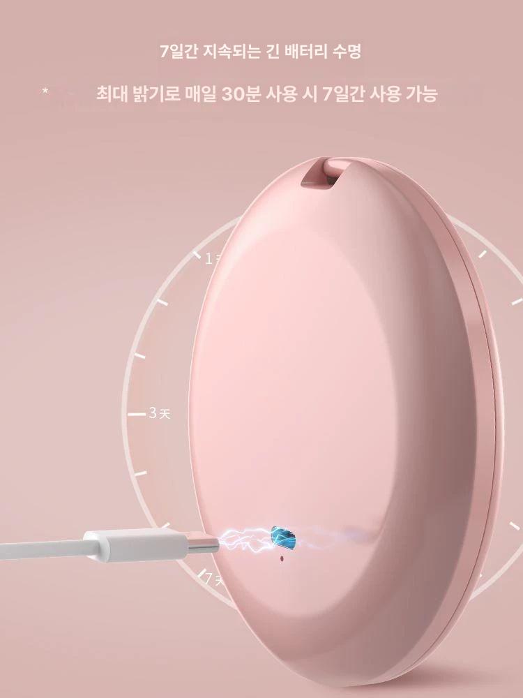 자외선카메라 차단확인 미러 촬영 필터 거울용 가변 LED 화장거울 핑크 충전형 거울 2배 - 상세 이미지 5