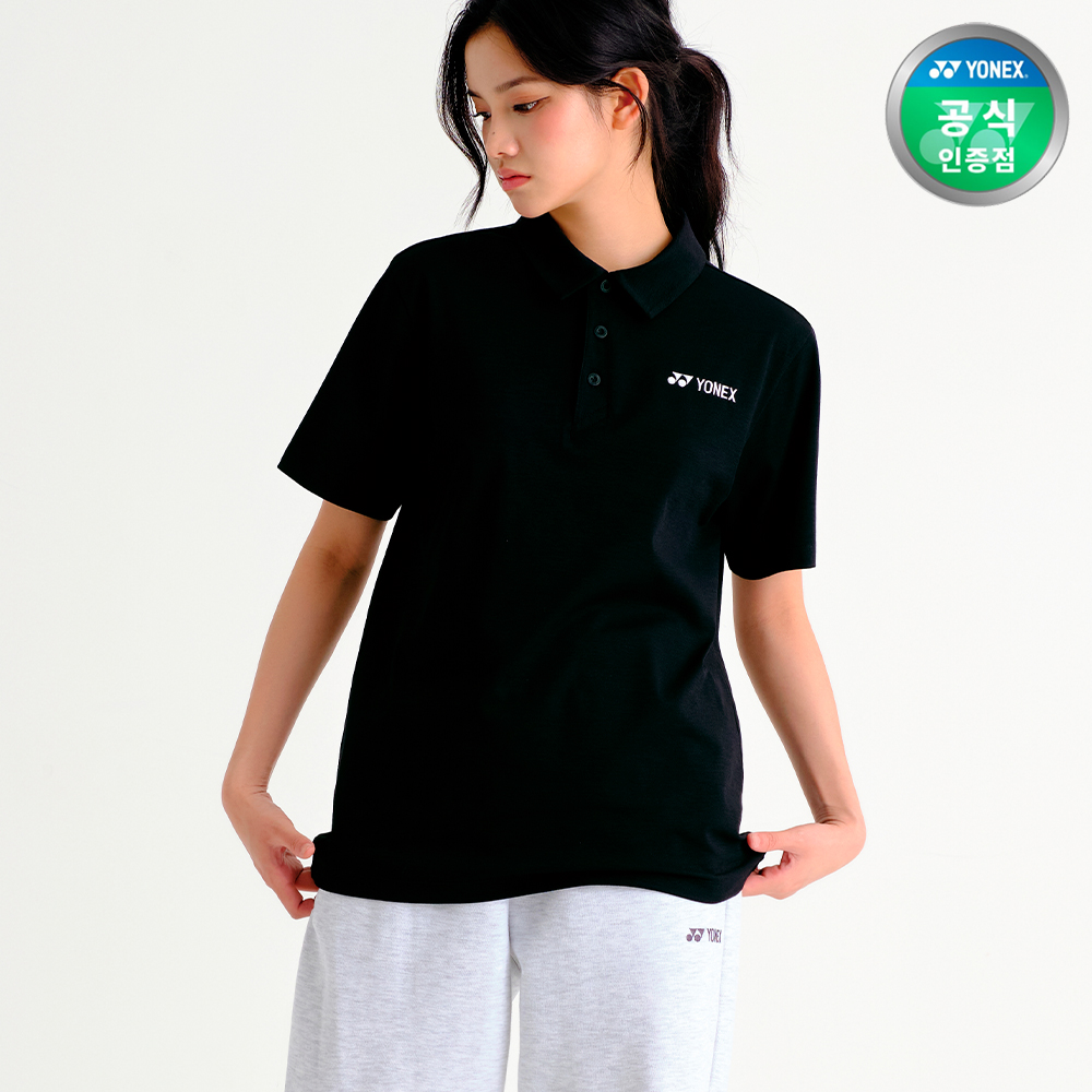 요넥스 253TS058U 배드민턴 카라반팔 티셔츠 남녀공용 데일리웨어 블랙 - 상품 이미지