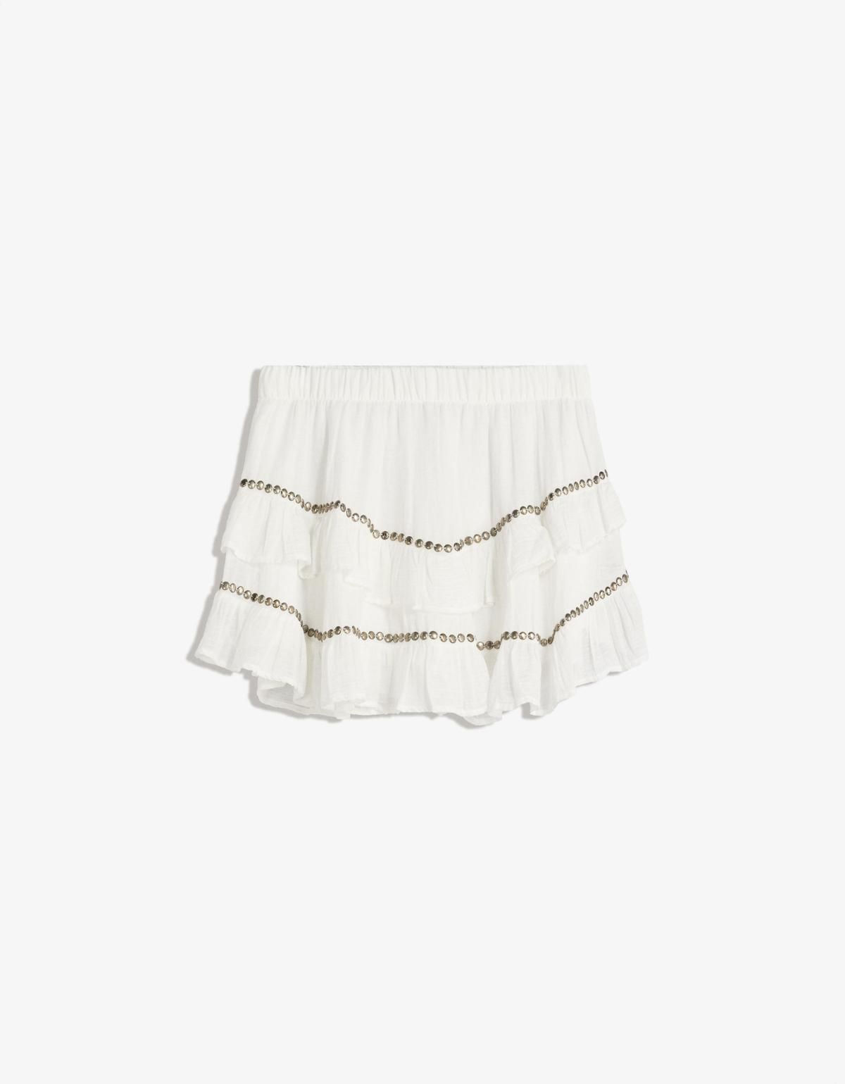 버쉬카 러플 스터드 레이어드 미니 스커트 6076/323 WHITE - 메인 이미지