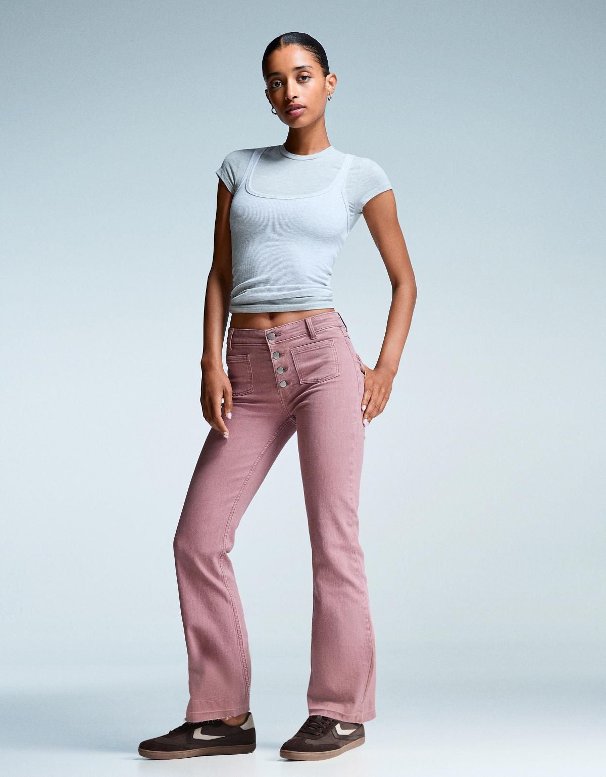 버쉬카 페미닌 크롭 부츠컷 핑크 팬츠 5040/352 PINK - 상세 이미지 3