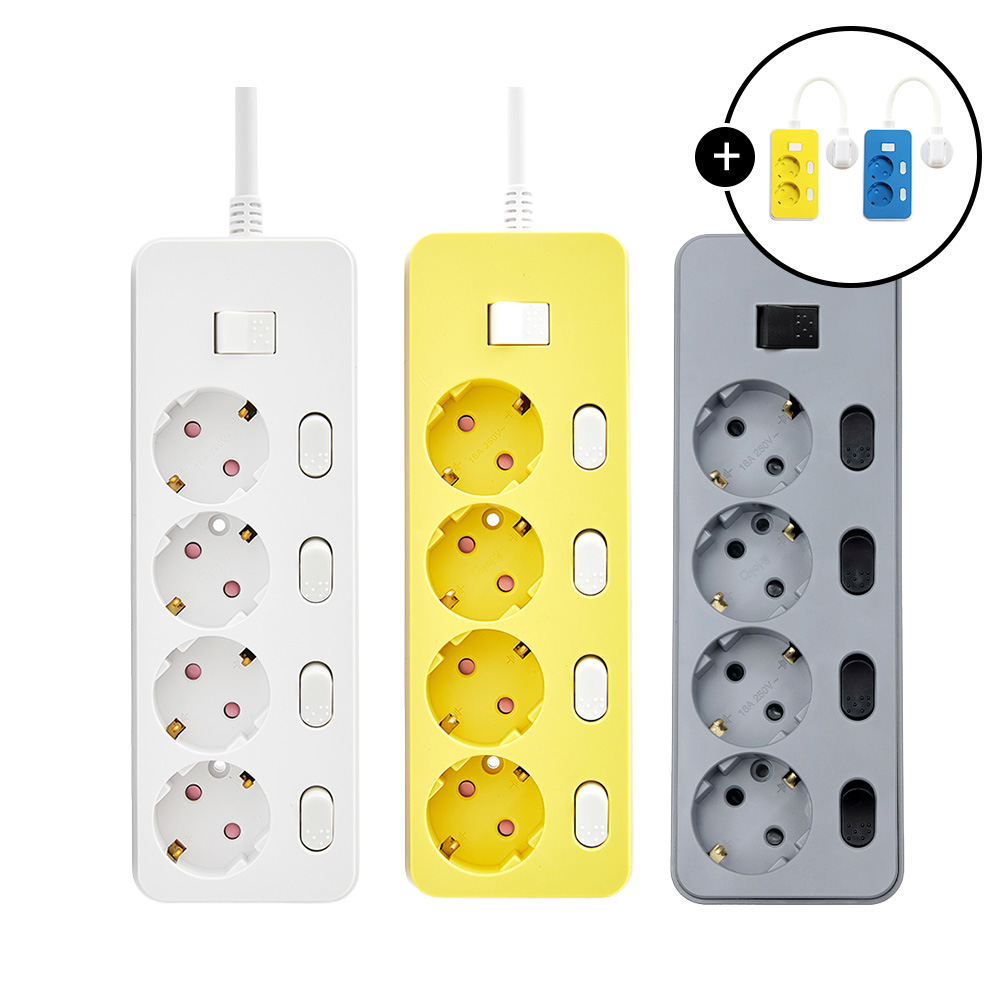 아이정 더좋은 디자인 국산 16A 멀티탭 멀티콘센트 개별 4구 1M