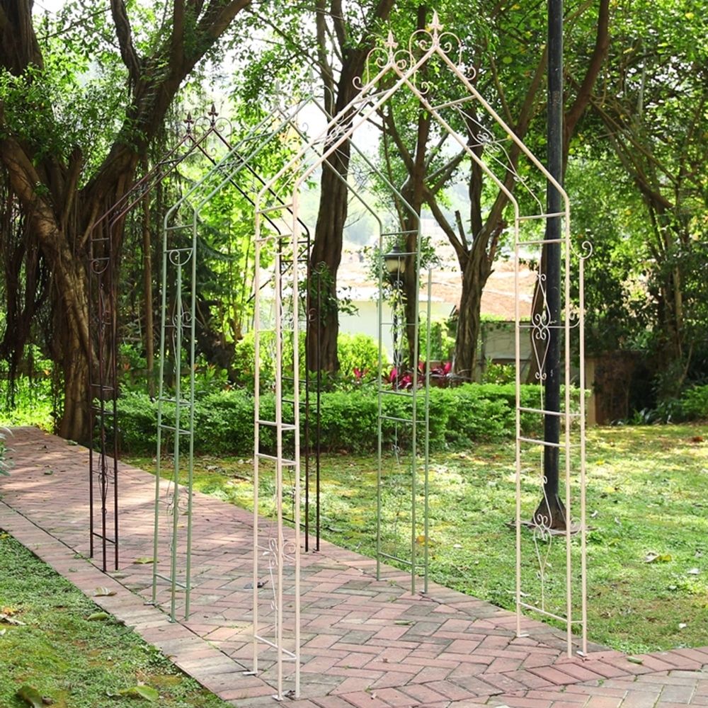 정원아치 철제 장미 그린 테라스 철재 대형 A. 바닥 못이 박힌 빈티지 화이트, A. 큰 - 상세 이미지 4