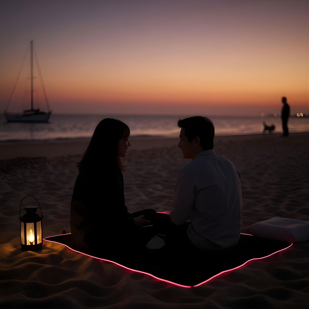 빈슨메시프 네온매트 LED 돗자리 공원 해변 피크닉 한강 감성 야경돗자리 130x150cm, 핑크