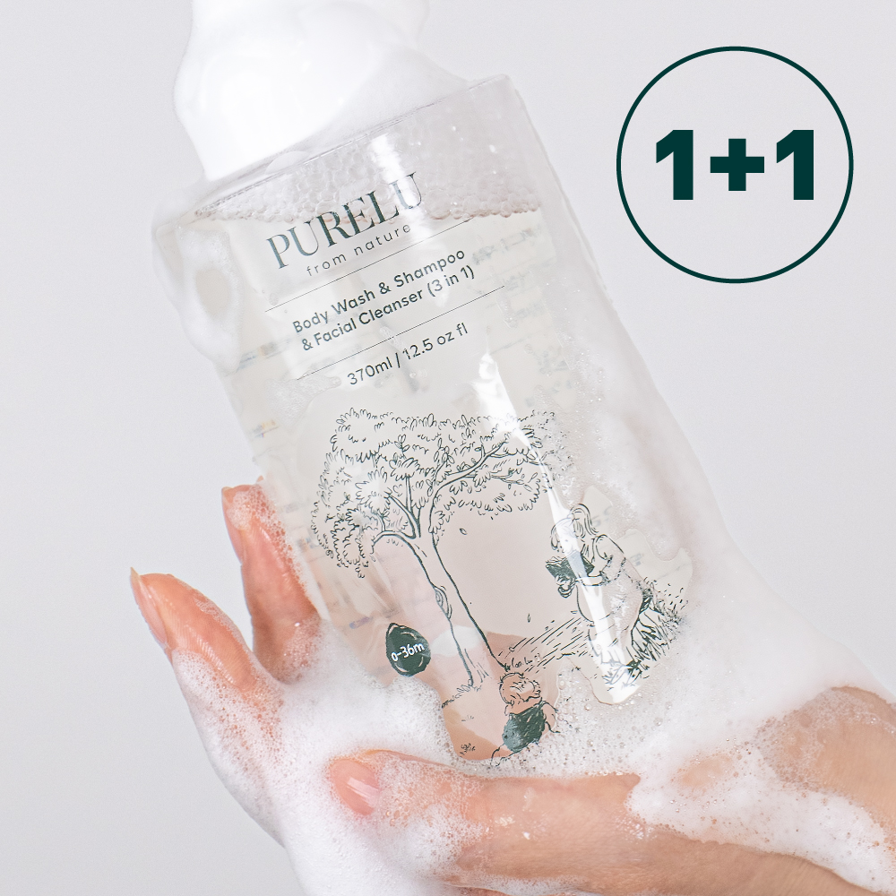 퓨어루 아기 바디워시 샴푸 폼클렌징 올인원 유아 신생아 버블 비건 바스 370ml, 2개