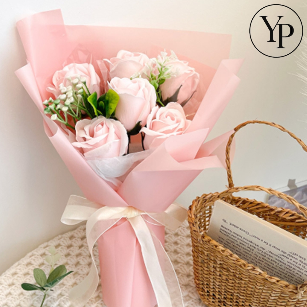핑크로즈 비누 꽃다발 생일 감사 선물 졸업식 기념일 부모님 플라워 조화 - 상품 이미지