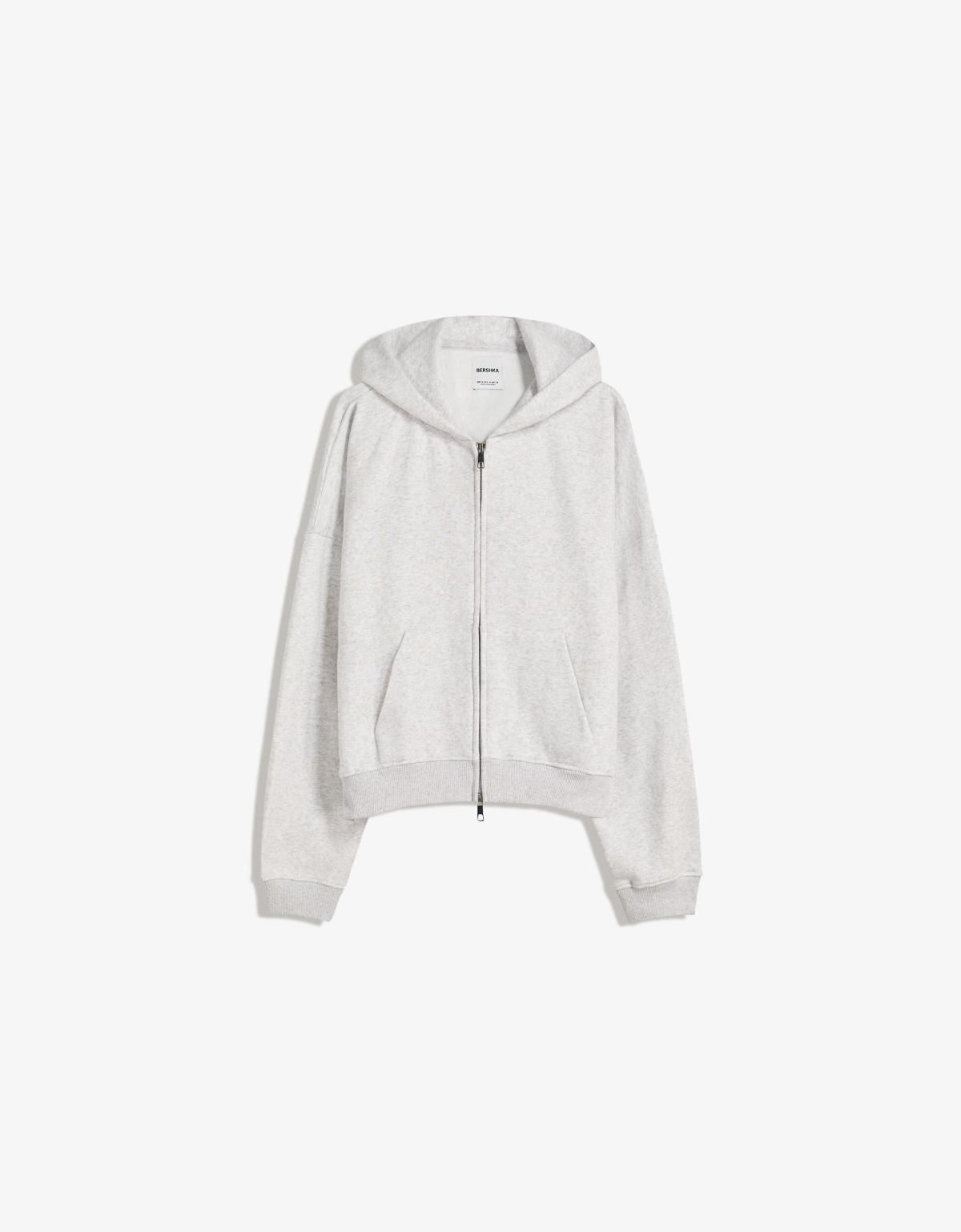 버쉬카 오버핏 화이트 집업 후드티 7053/190 GREY - 상세 이미지 3