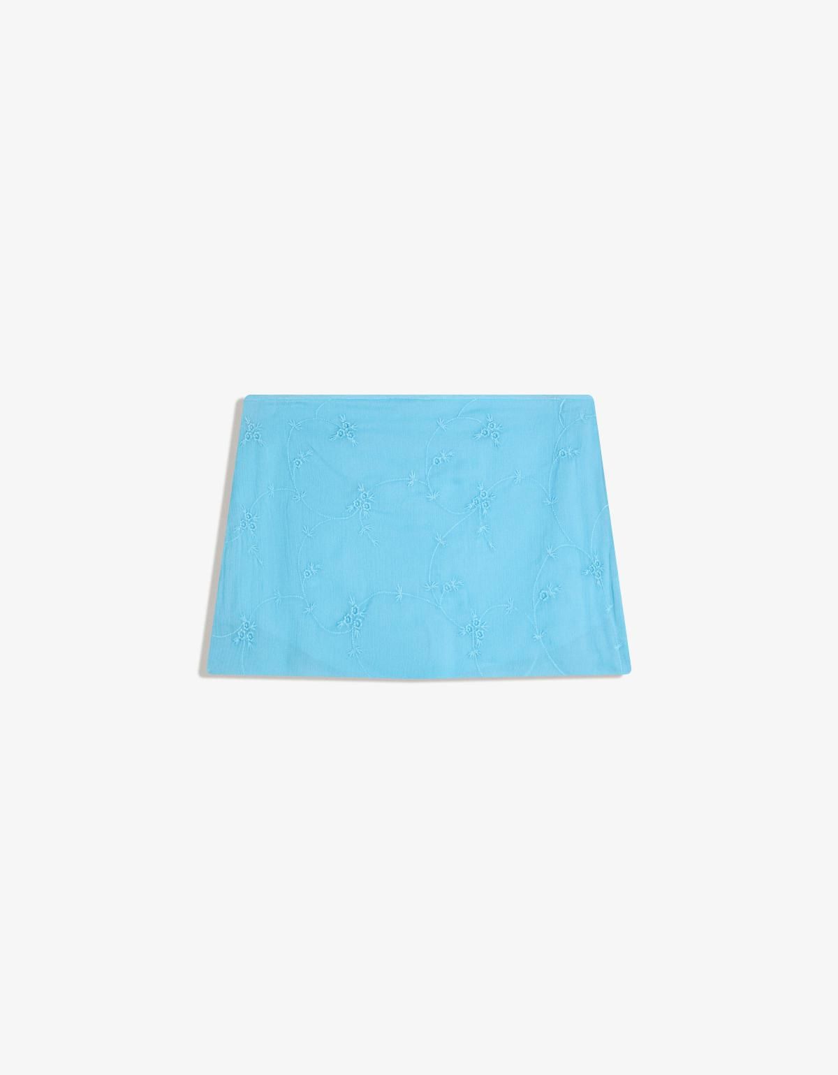 버쉬카 블루 플라워 자수 데일리 미니 스커트 6081/105 LIGHT BLUE - 상세 이미지 5