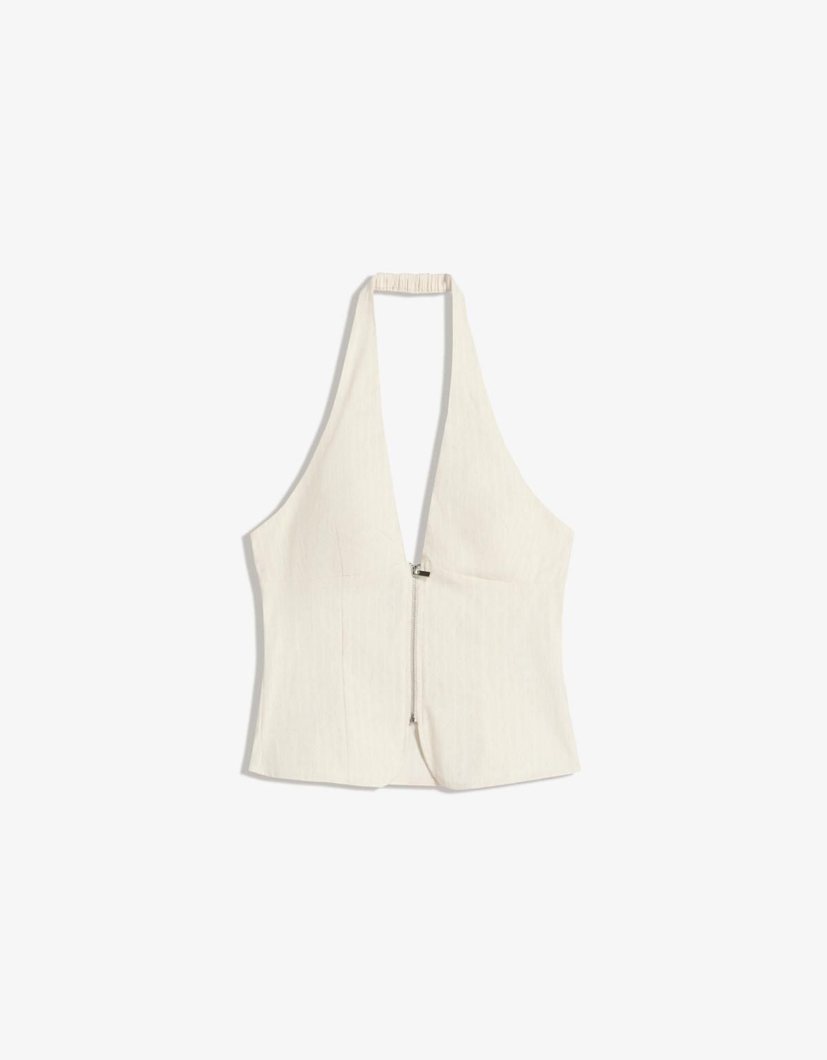 버쉬카 트렌디 베이직 벵갈린 홀터넥 민소매 탑 8808/707 BEIGE - 상세 이미지 4