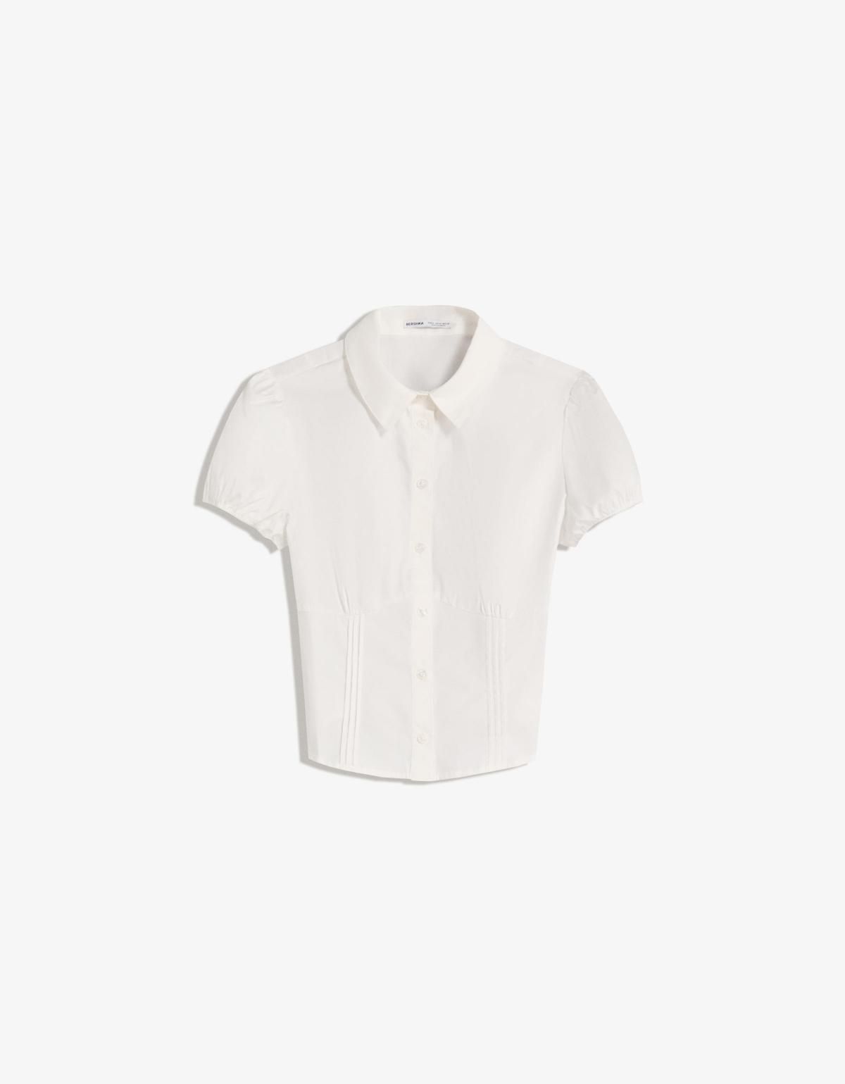 버쉬카 미니멀 크롭 반팔 셔츠 6268/008 WHITE - 메인 이미지