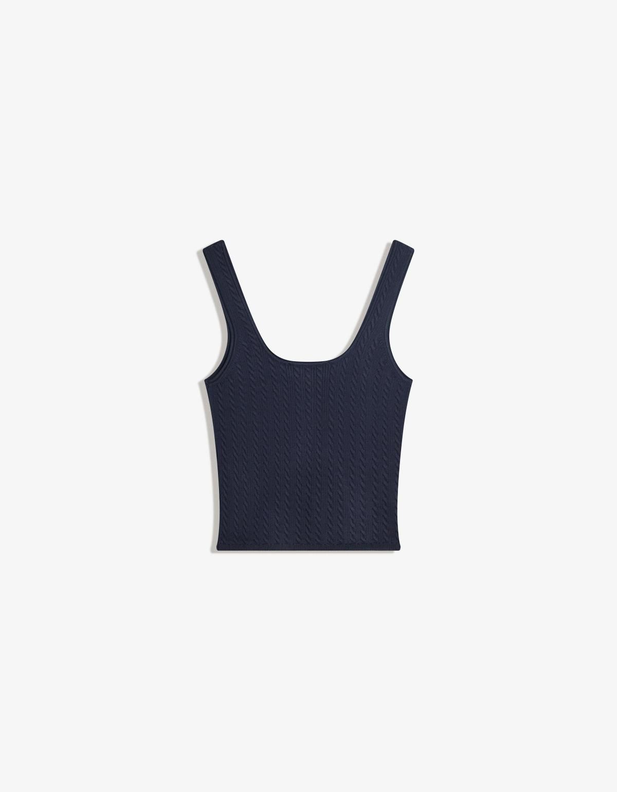 버쉬카 네이비 케이블 니트 스트랩 민소매 탑 8744/623 BLUE - 상세 이미지 5